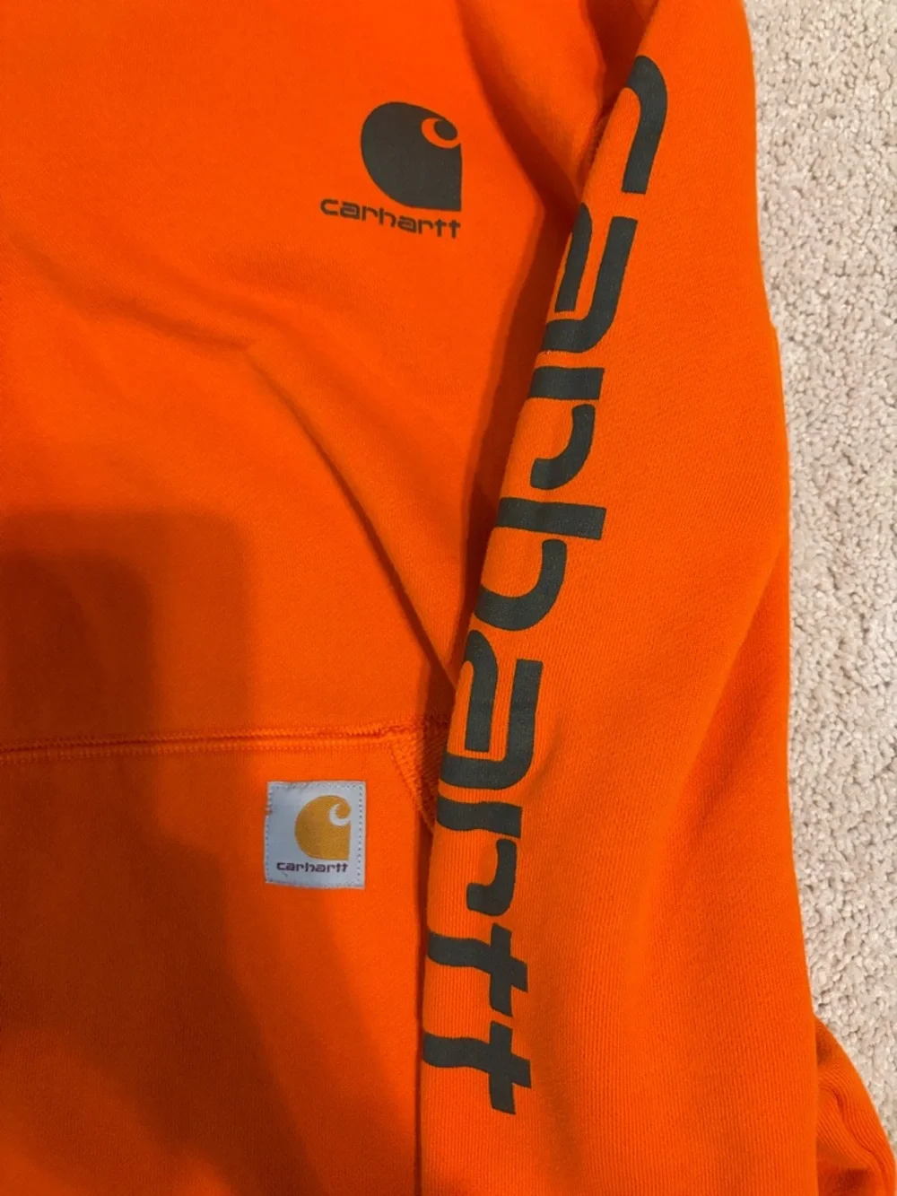 Carhartt High-Visibility Orange Pullover Hoodie - Picture 3 of 4